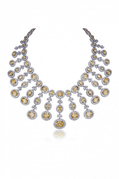 White and yellow Swarovski zirconia necklace