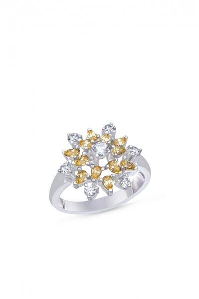 White and yellow Swarovski zirconia ring