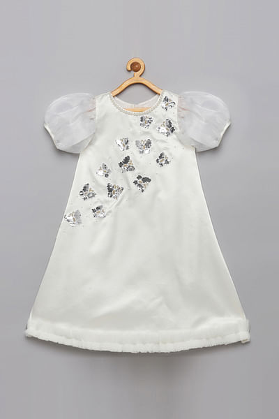 White butterfly sequinned dress