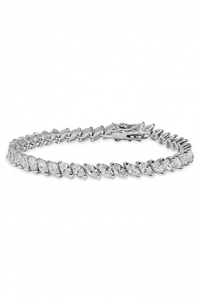 White cubic zirconia silver bracelet