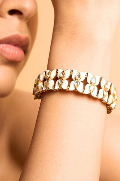 White diamond and enamel bracelet