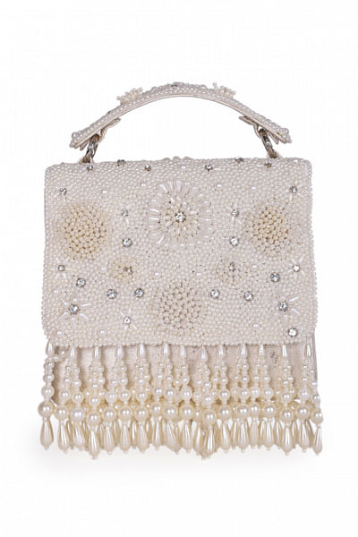 White embellished clutch