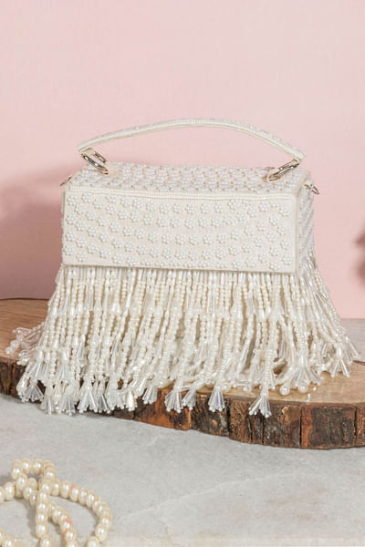 White embellished clutch