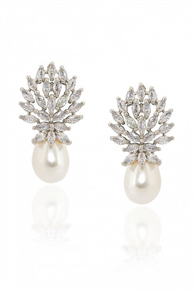 White faux diamond earrings