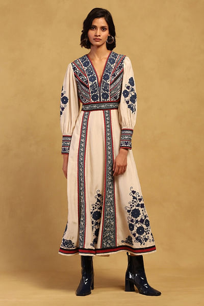 White floral embroidered dress