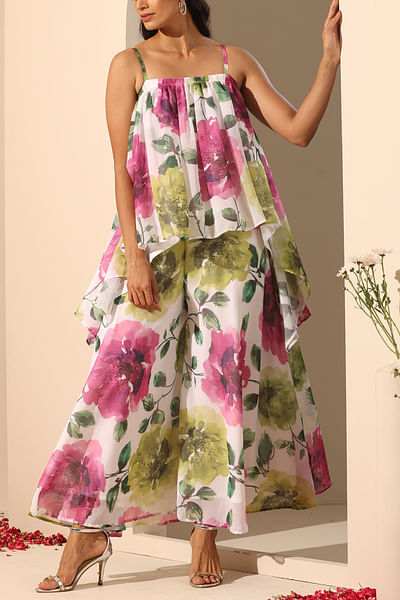 White floral print co-ords