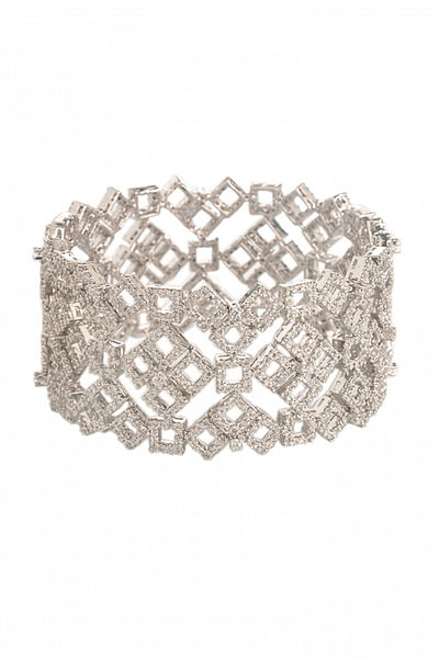 White geometric cubic zirconia bracelet