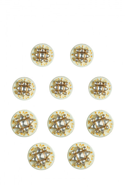 White geometric jadtar kurta button set