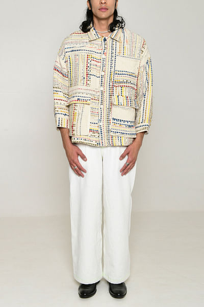 White handwoven cotton jacket