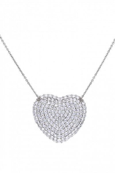 White heart diamond pendant necklace