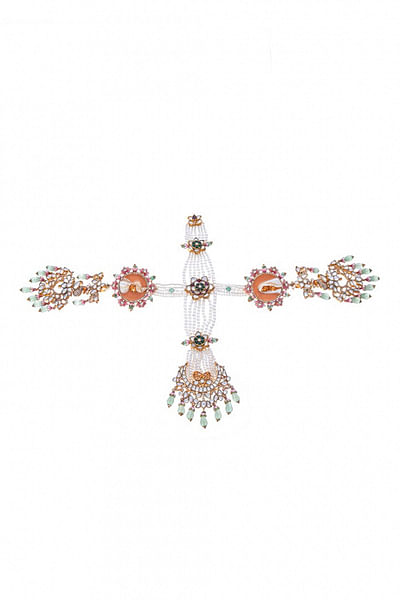 White meenakari and pearl mathapatti