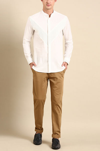 White micro pintuck shirt