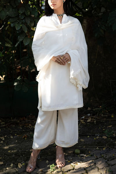 White muslin tunic set