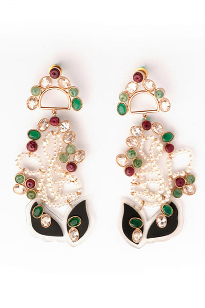 Suhani Pittie White pearl and crystal earrings SUHSEP006