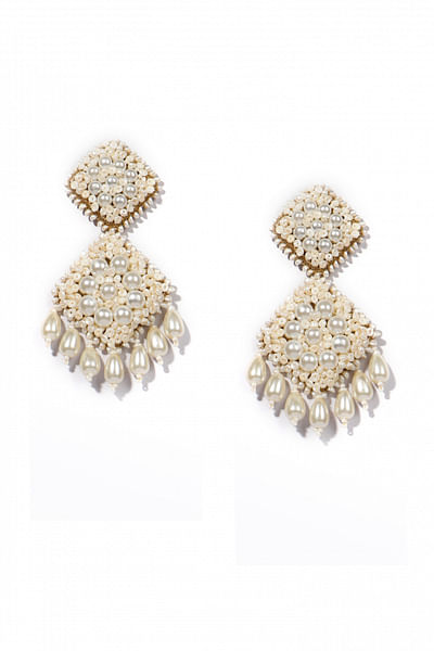 White pearl earrings