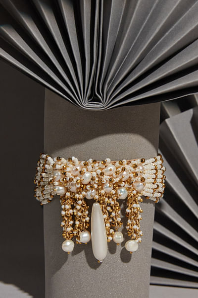 White pearl embellished bracelet