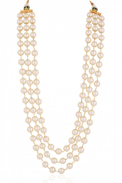 White pearl embellished layered necklace