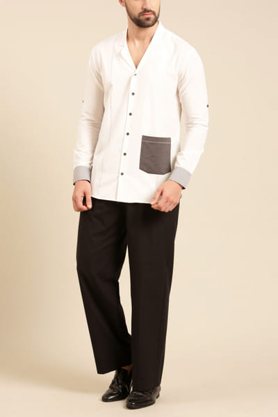 White pocket detail shirt