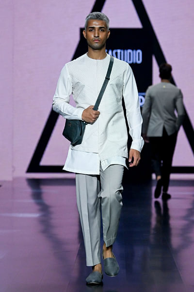 White printed kurta set