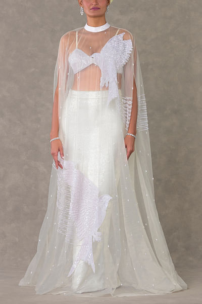 White sequinned skirt set