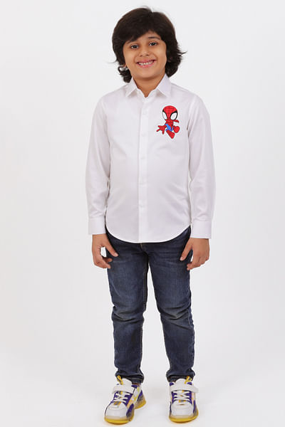 White spiderman embroidery shirt