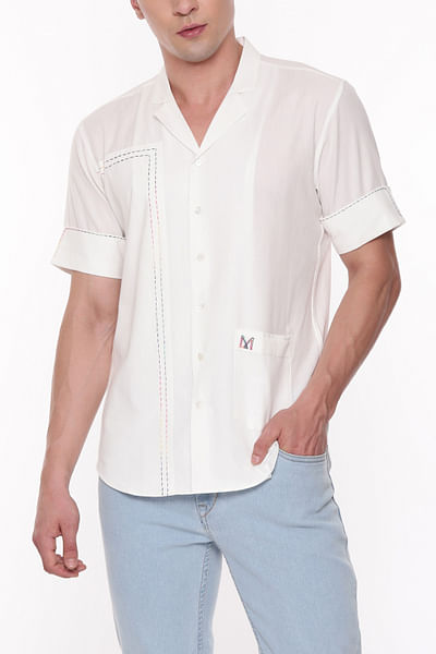 White stitch detailed shirt