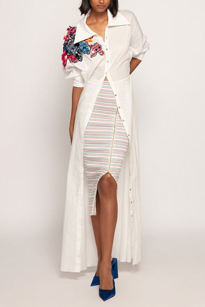 White stripe print skirt