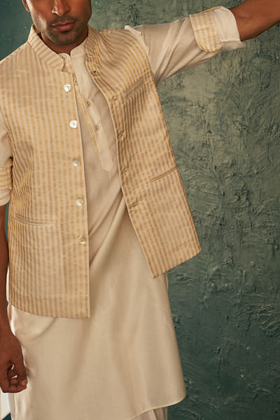 White striped Nehru jacket