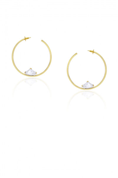 White Swarovski crystal embellished half hoops