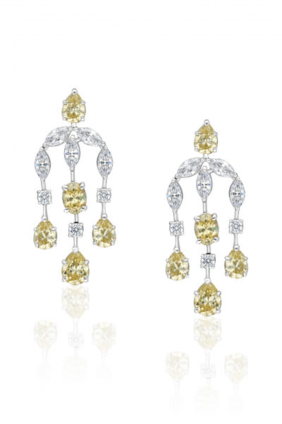 White Swarovski zirconia dangler earrings