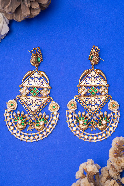 White temple earrings