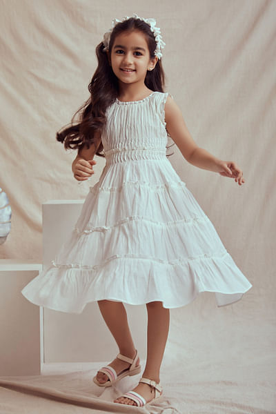 White tiered long dress