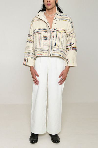 White woven cotton jacket