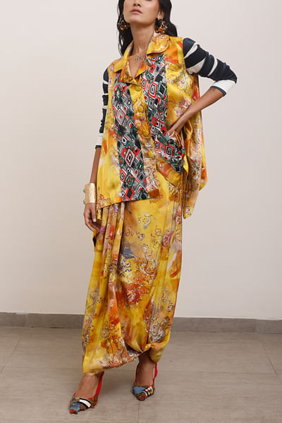 Yellow abstract print co-ords