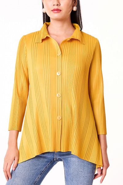 Yellow asymmetric shirt