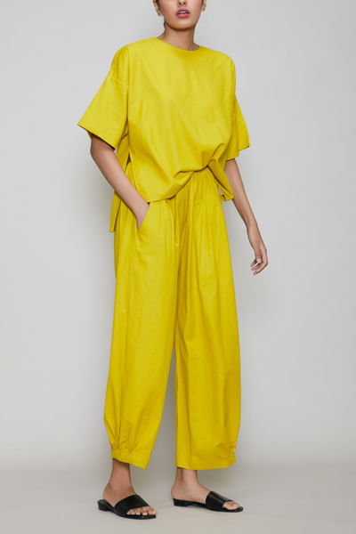 Yellow easy-fit cotton co-ords