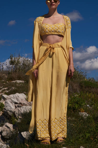 Yellow embroidered co-ord set