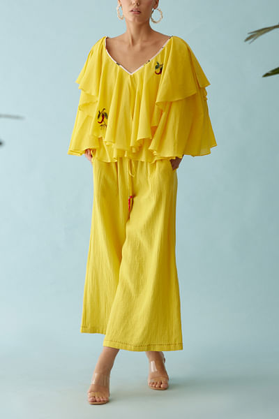 Yellow embroidered co-ords