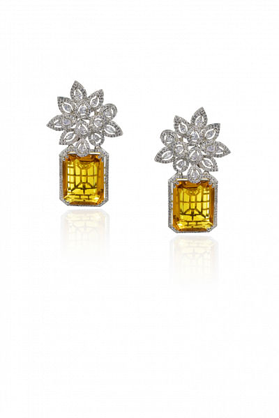 Yellow faux diamond earrings