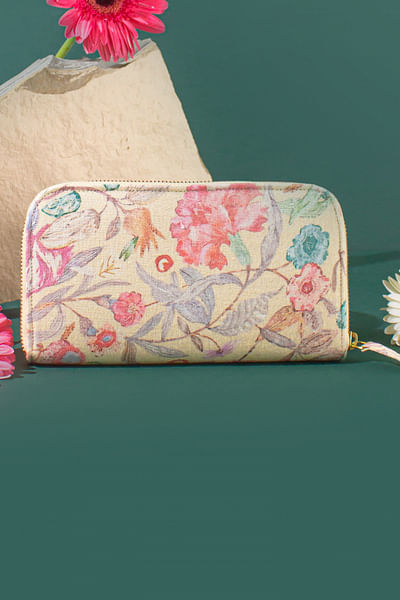 Yellow floral print wallet
