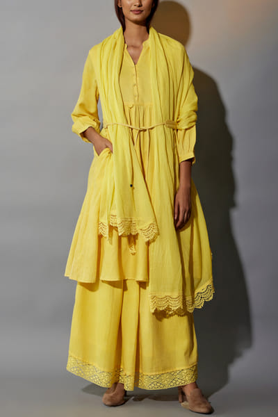 Yellow lace detail co-ord set