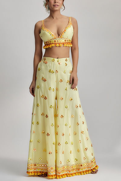 Yellow mirror embroidery co-ords