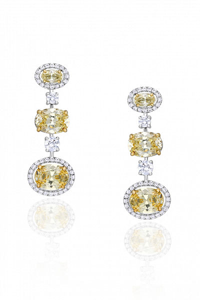 Yellow oval Swarovski zirconia earrings