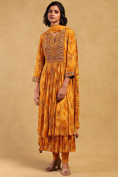 Yellow printed kurta set