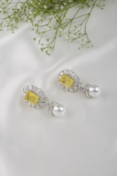 Yellow sapphire stone embellished earrings