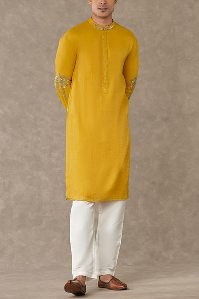 Yellow sequin motif kurta