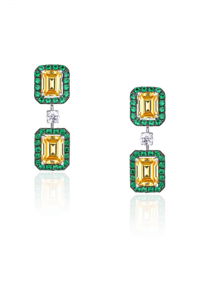 Yellow Swarovski zirconia earrings