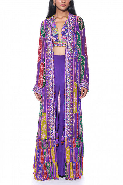Violet paisley shrug and sharara set