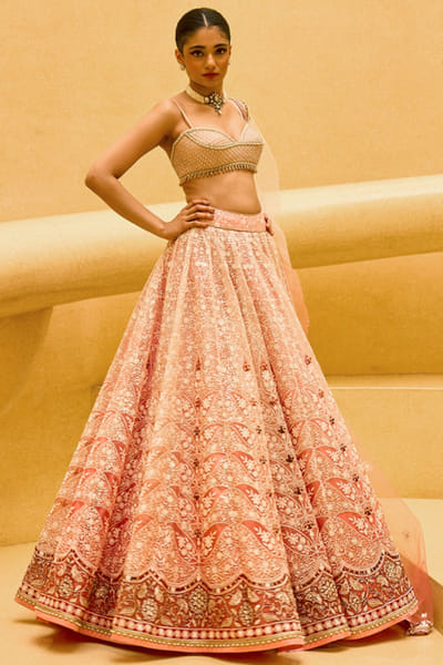 Pink embroidered lehenga set