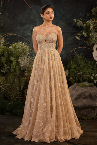 Cedar & Pine Nude floral hand-embroidered gown CEDAJUN26D147561